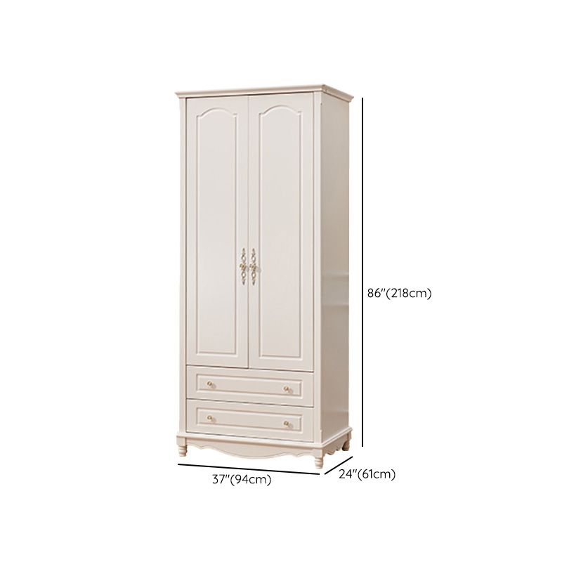 White Solid Wood Wardrobe Armoire Contemporary Hanging Clothes Rack