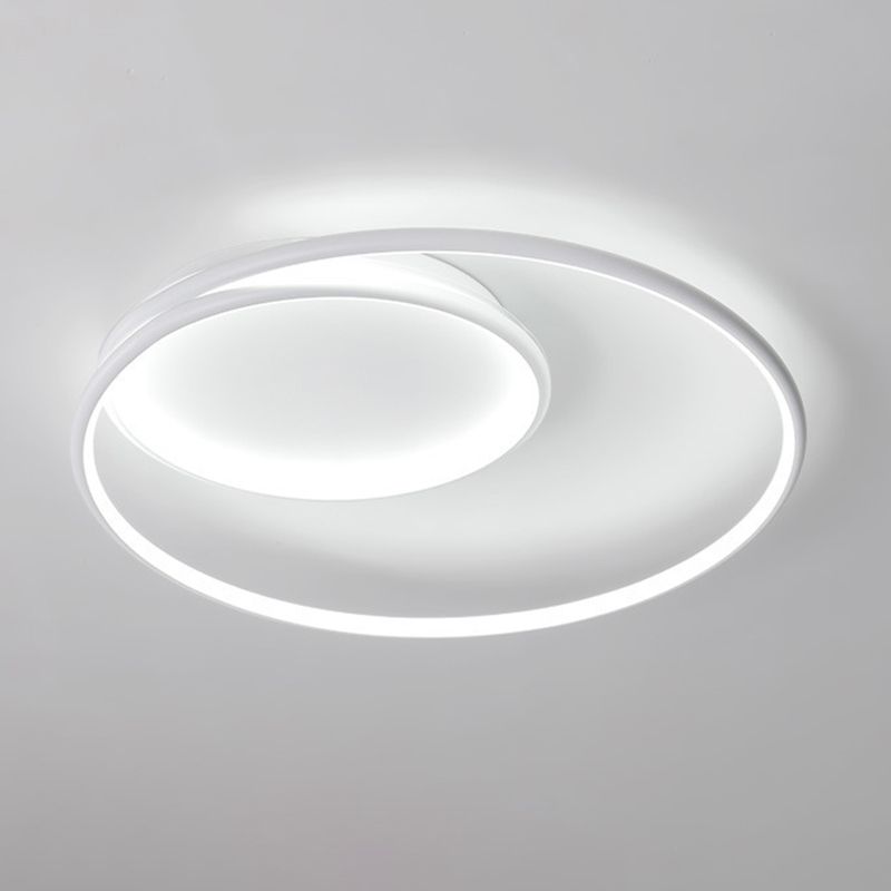 Single White Contemporary Flush Mount Lighting LED Unique Ceiling Light