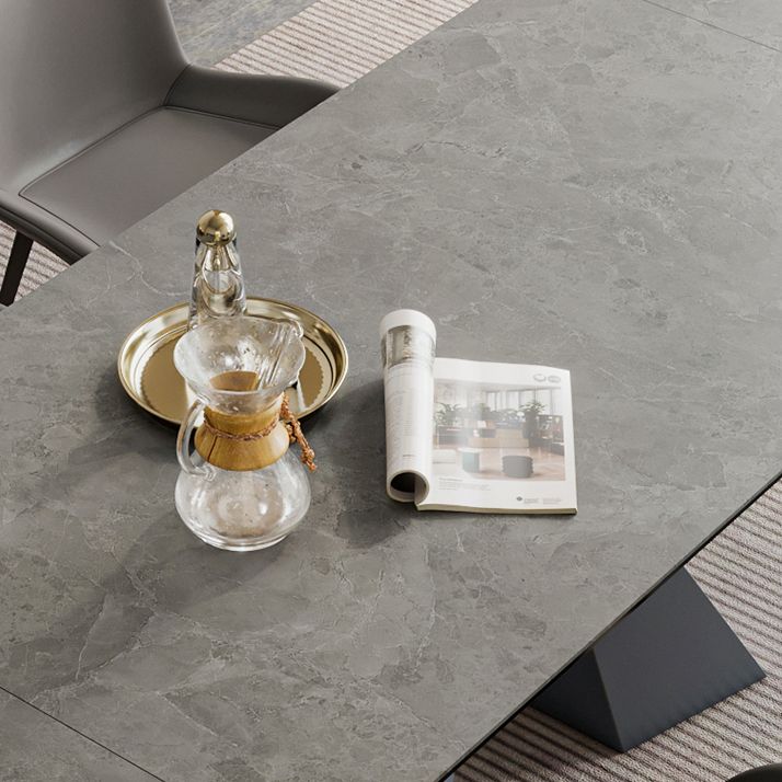 Mesa de comedor de lujo tradicional rectángulo Mesa de piedra sinterizada con doble pedestal