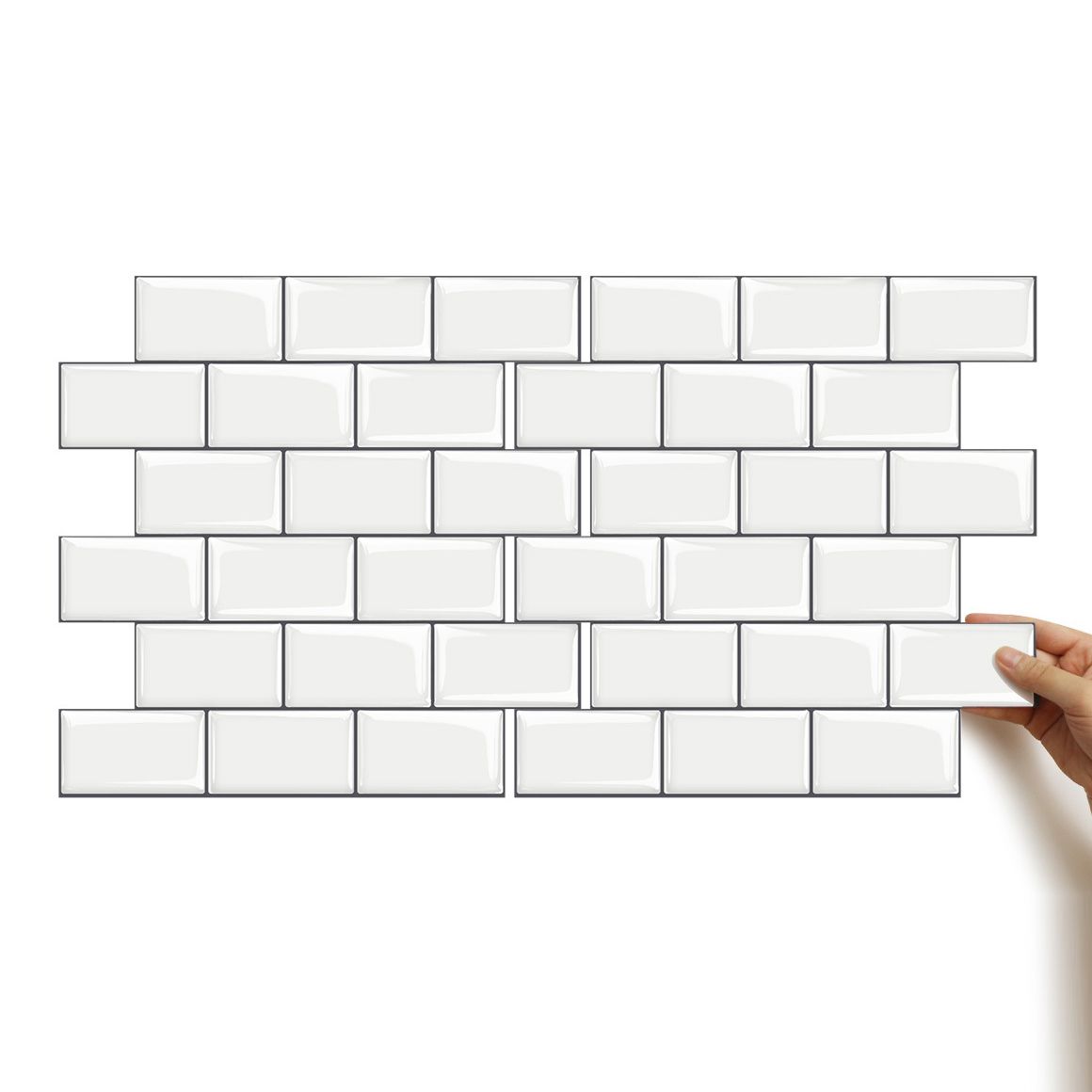 12"x 12" Resin Mosaic Tile Square Peel and Stick Tile for Backsplash & Wall Tile