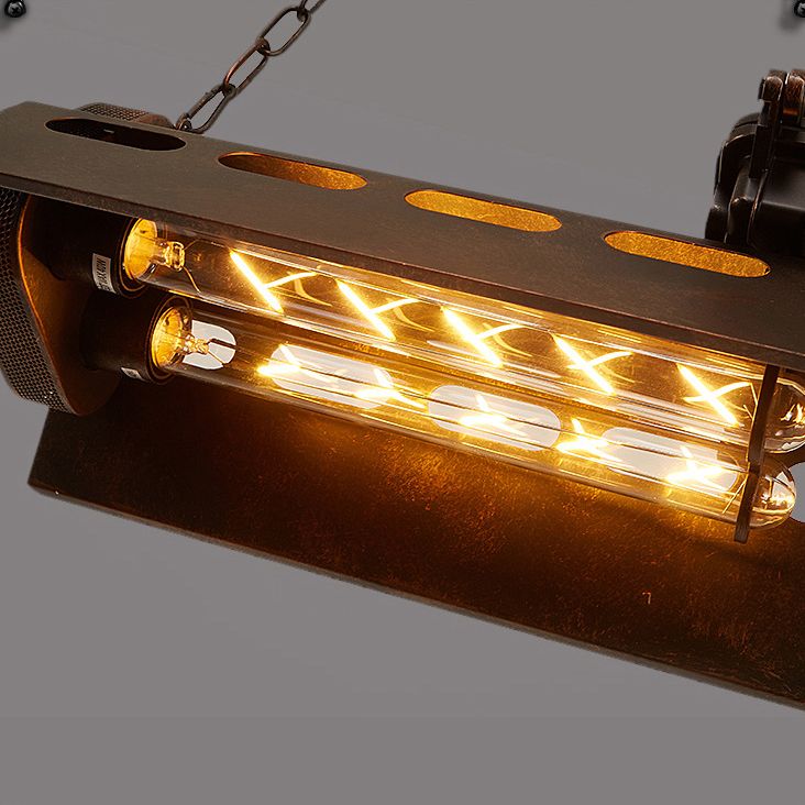 Lampada a vapore a vapore a vapore Art Decorazioni art industriale Finitura arrugginita a 4 bulbina Isola in metallo