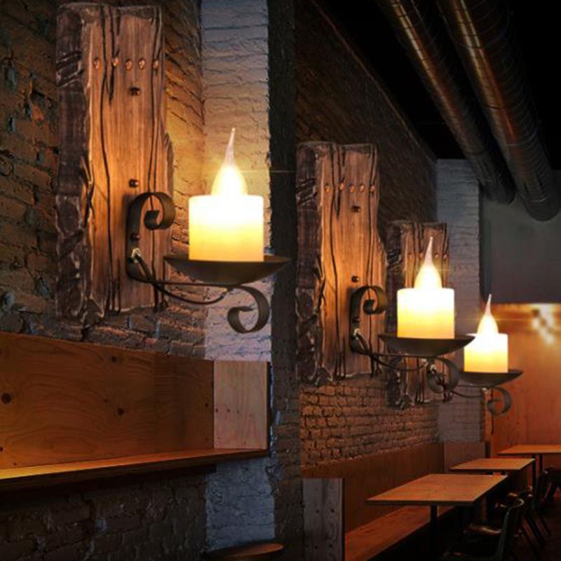 Schattierte Glaswandlampe Küste ein Bulb Restaurant Wandleuchte in Holz