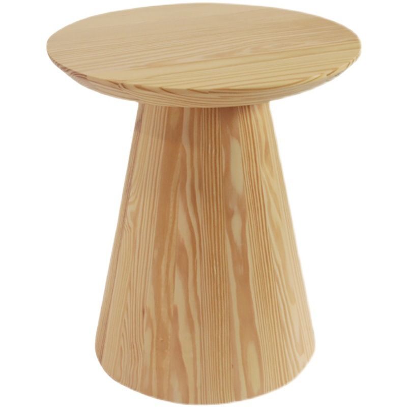 Scandinavian Solid Wood Round Pedestal Living Room Side End Table