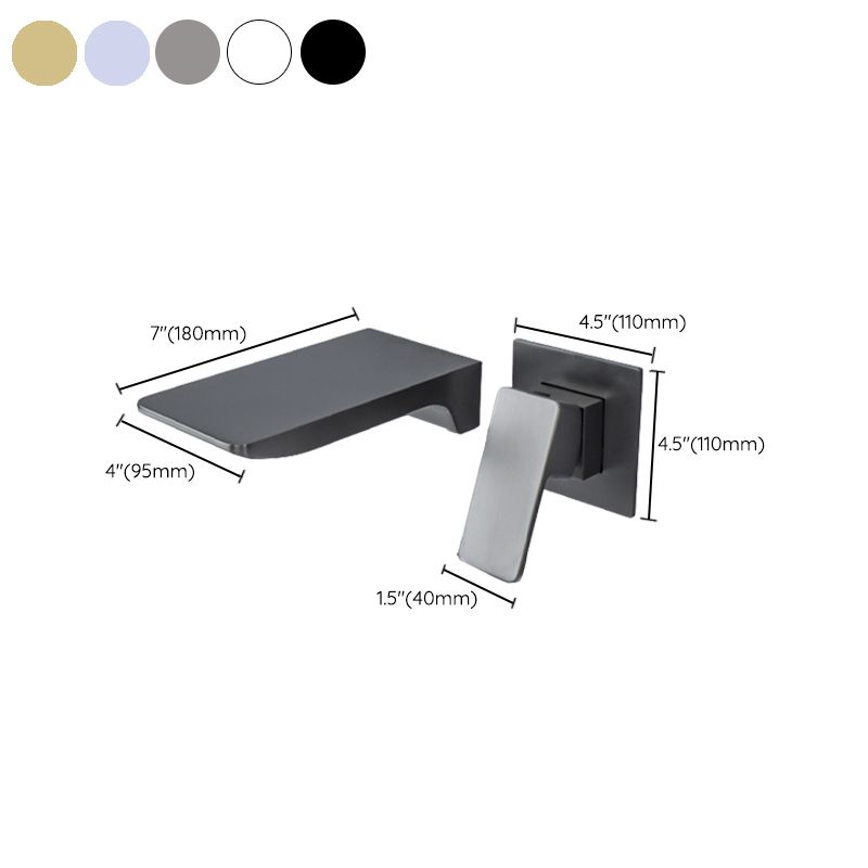 Contemporary Wall Mounted Metal Tub Filler One Handles Waterfall Tub Faucet Trim