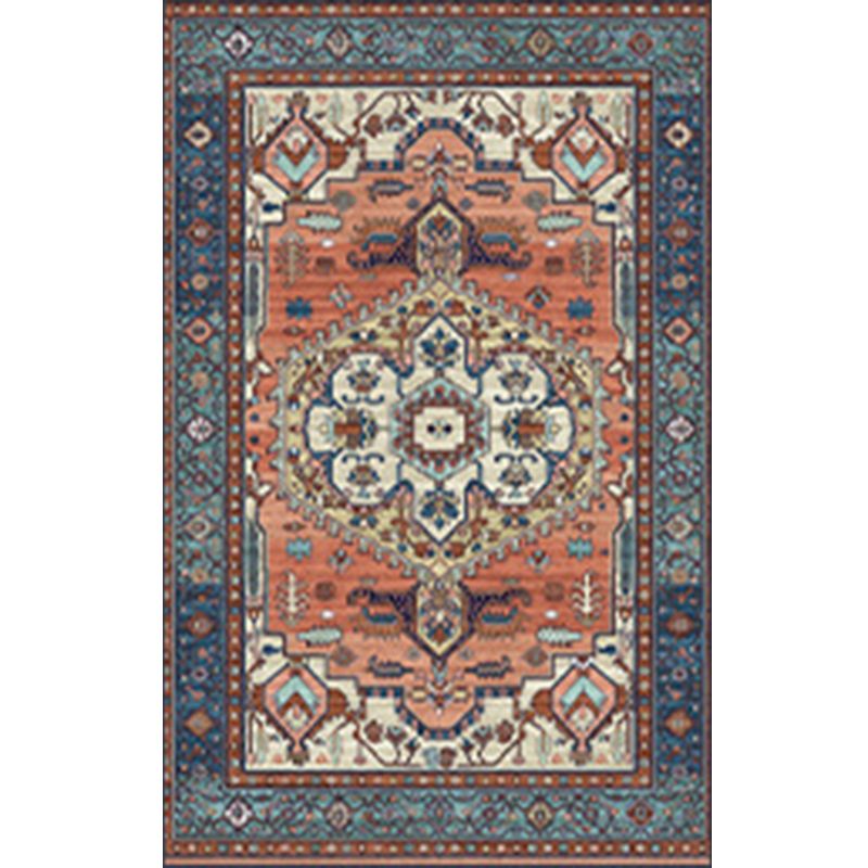 Traditional Medallion Pattern Rug Moroccan Polyester Area Rug Stain Resistant Carpet for Living Room