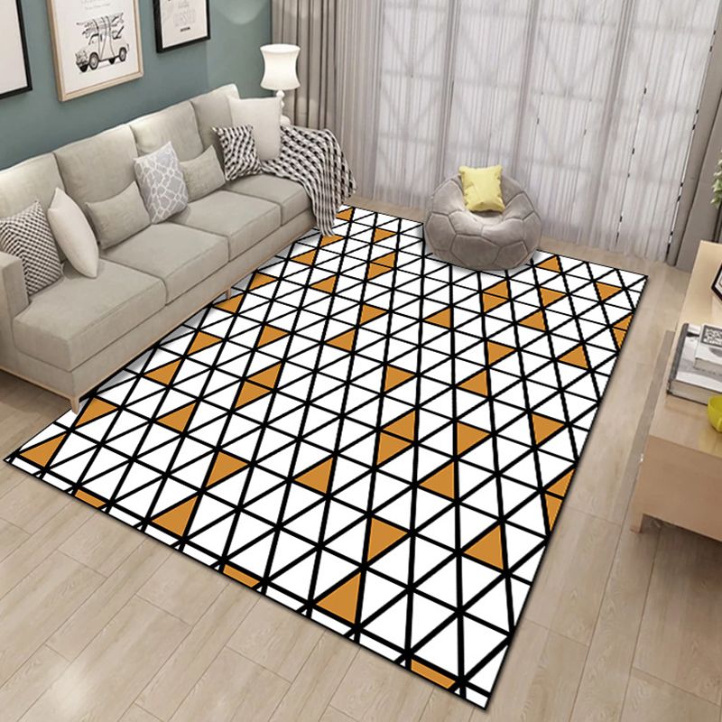 Contemporary Living Room Rug Multi-Colored Geo Patterned Carpet Synthetics Pet Friendly Machine Washable Rug