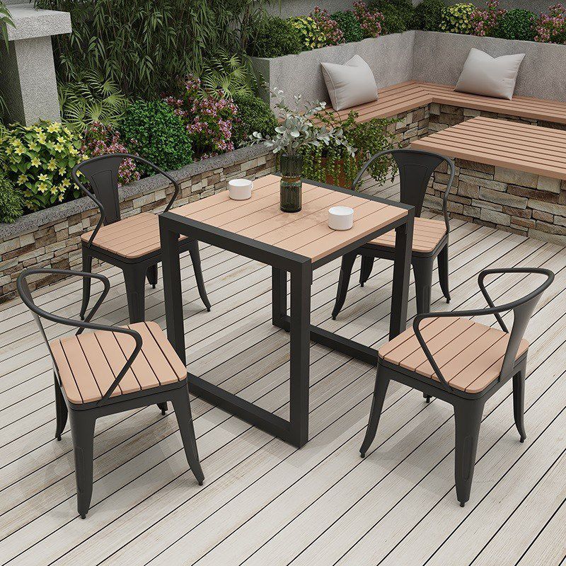 Modern Style Wood Patio Dining Table 1/2/3/5/7 Pcs Brown Dining Set