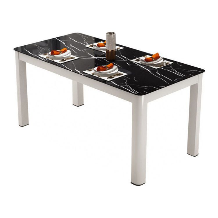Modern Glass Top Dining Table Rectangle Dining Table with 4 Legs