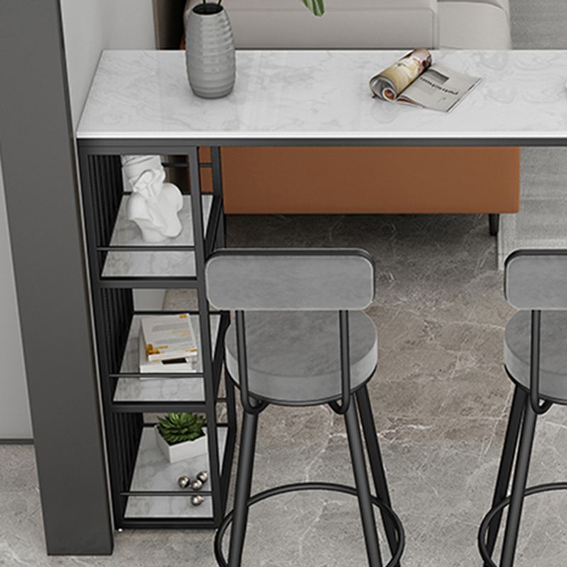Indoor Stone Sled Cocktail Bar Table Modern Fixed Table Storage Bar Height Table