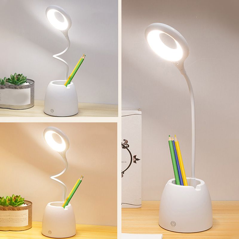 Lampada da tavolo moderna con porto USB a 1 luccio di plastica circolare luce per dormitorio