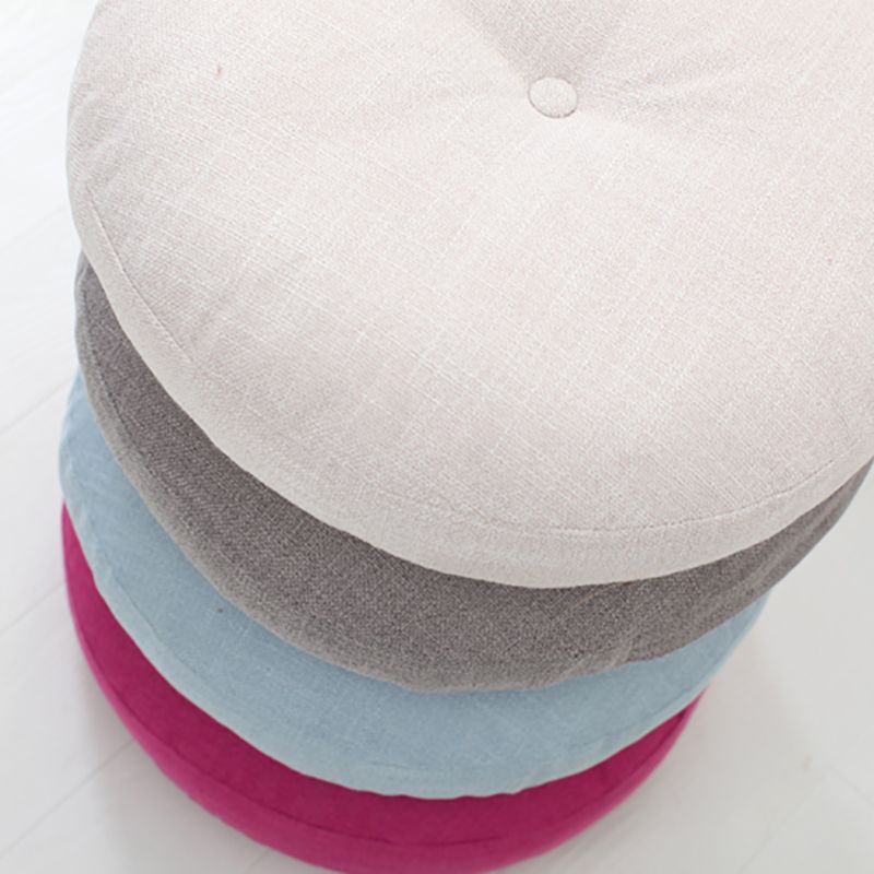 Modern Pouf Ottoman Cotton Upholstered Tufted Tear Resistant Round Ottoman
