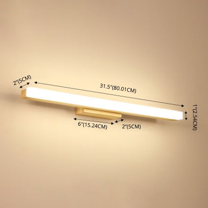 Nordic Simple Wood Mur Vanité Lumière Lumière et luminaire de vanité résistante au brouillard