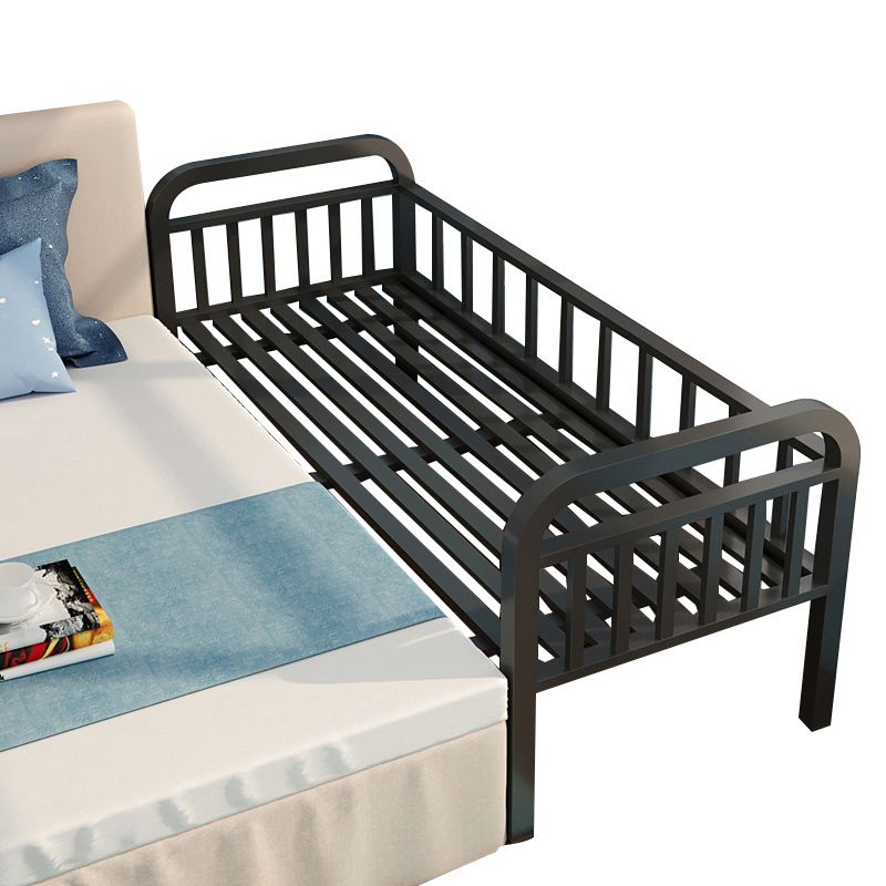 White/Black Kids Bed Contemporary Metal Standard Bed with Guardrail