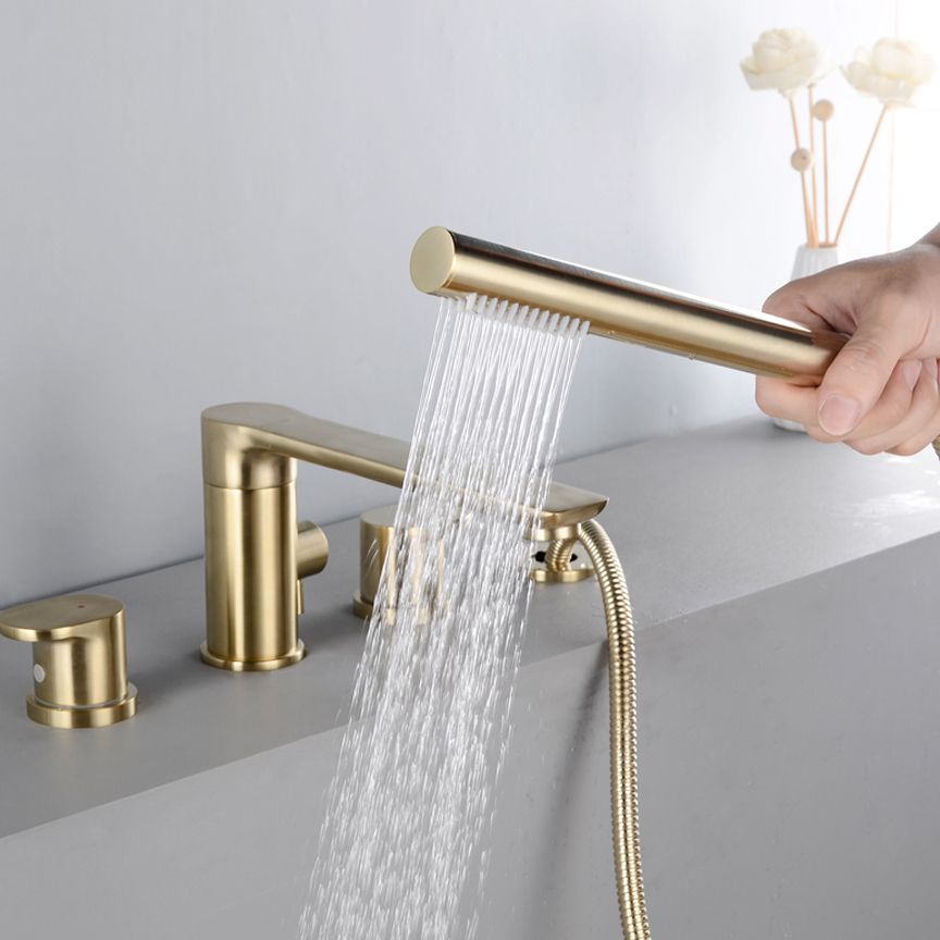 Modern Roman Tub Trim Brass Deck-Mount with Handshower Roman Bathtub Faucet