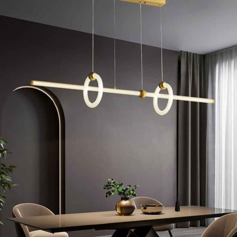 Minimalismo moderno Gold Linear Island Accensione a sospensione LED LED ACRILICO AFFICIO DI ACCOLO PER TAVOLO DELLA PESA