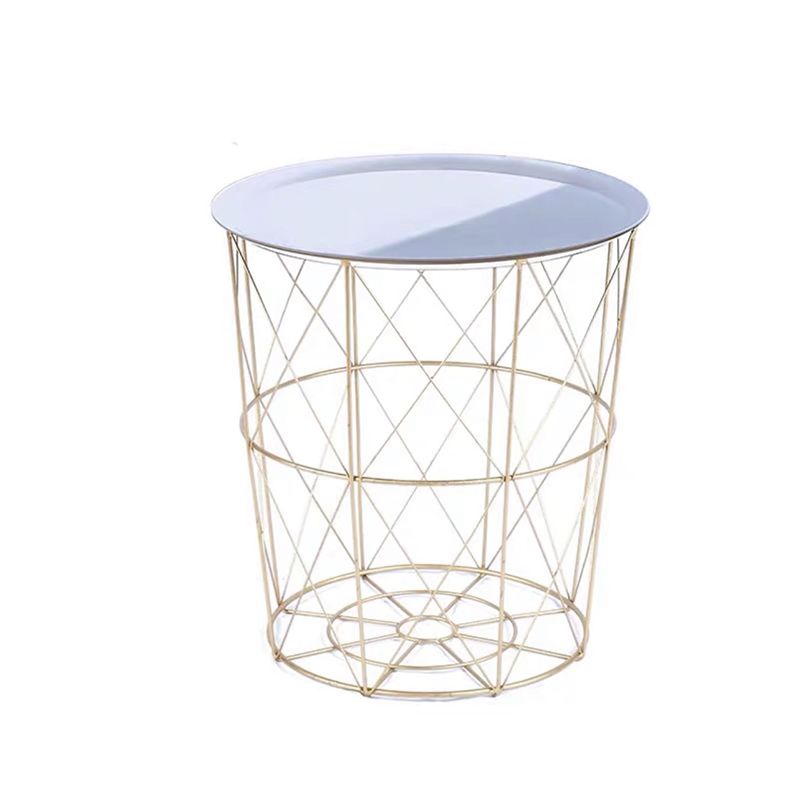Modern Style Cocktail Table Metal White/black Tray Top Round Coffee Table