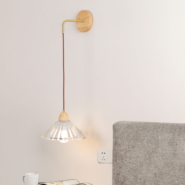 Modern Wall Lamp Wooden 1 Light Wall Vanity Lights for Washroom