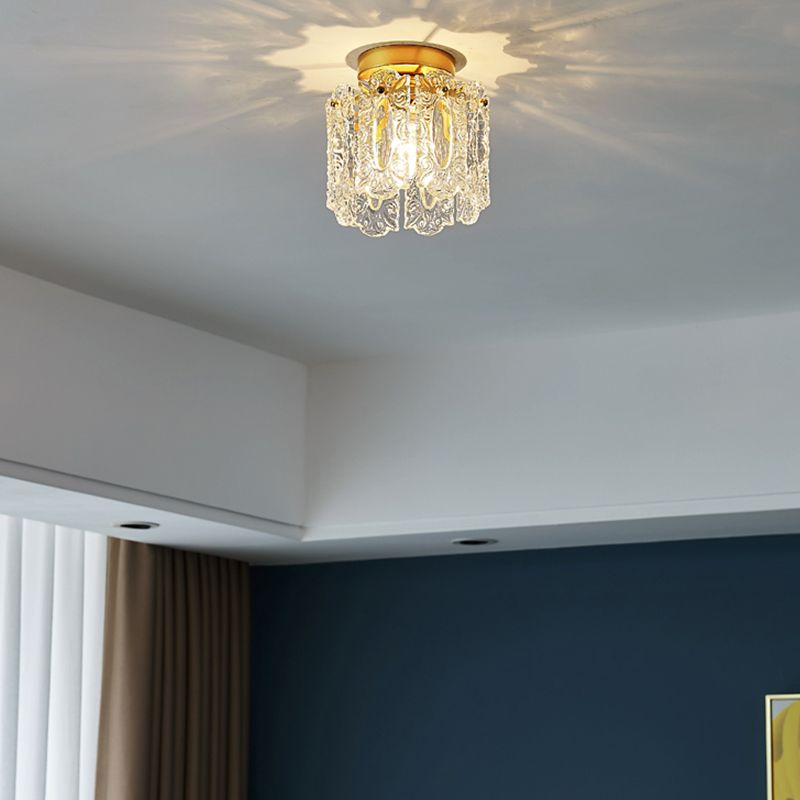 Crystal Lighting Fixture Gold Modern Flush Mounted Ceiling Lights for Foyer