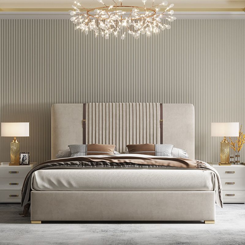 Glam Solid Color with Headboard Rectangular Panel Standard Bed