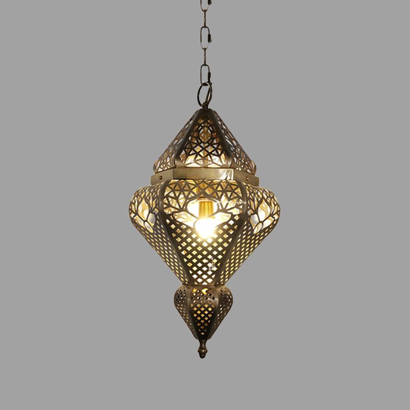 Messing 1 lichte hangende lamp traditionele metalen pompoen hangende verlichtingsarmatuur voor woonkamer