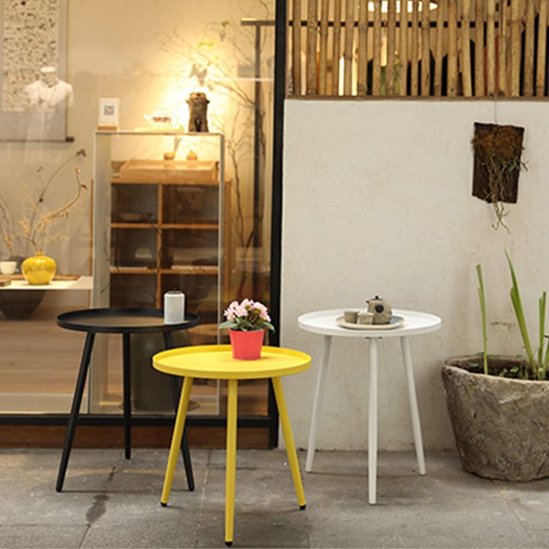 Metal Round 3 Legs End Table Minimalist Tray Top Accent Side Table