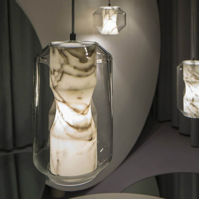 Pendentif de style moderne pierre lumineuse 1 lumière suspendue Lumière en blanc pour le chevet