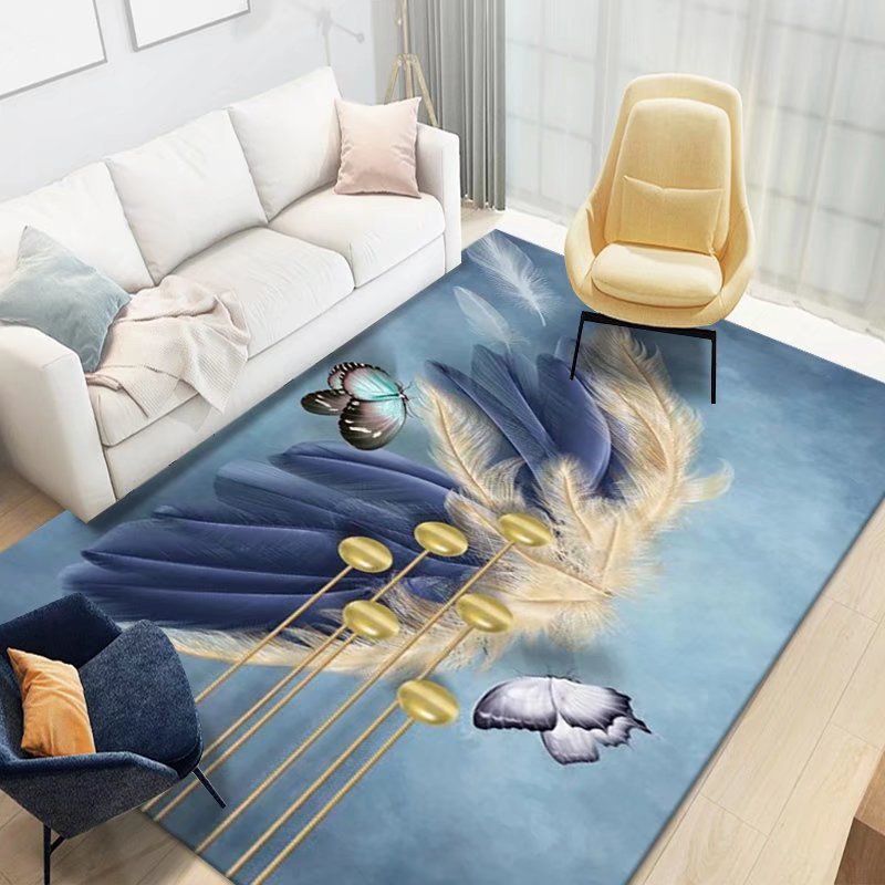 Feather Polyester Rug Area Carpet Anti-Slip Washable Rug for Living Room