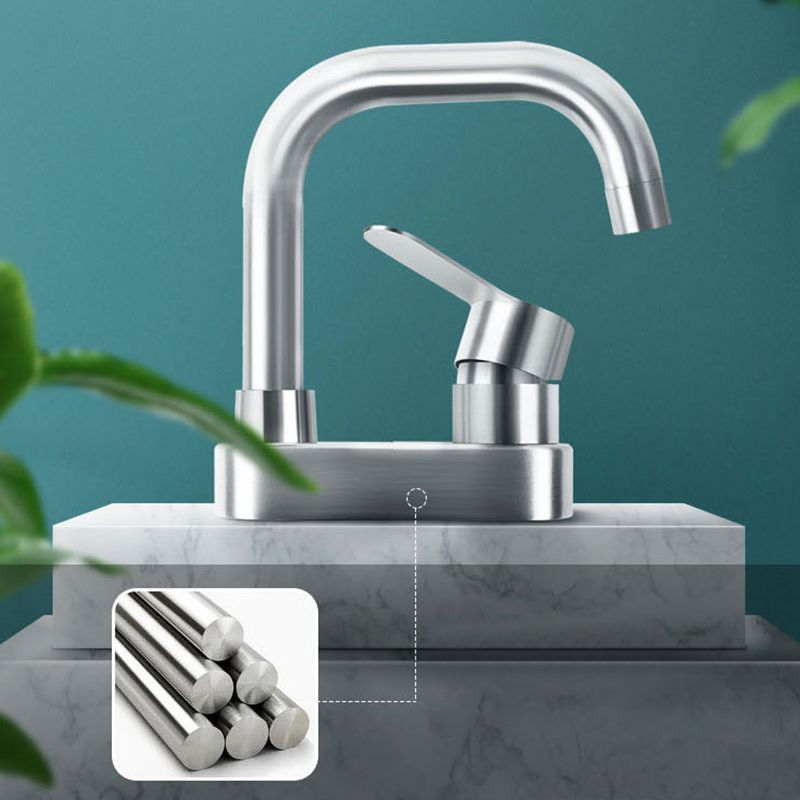 Square 1-Handle Bathroom Faucet 2 Hole Centerset Bathroom Faucet with Stainless Steel