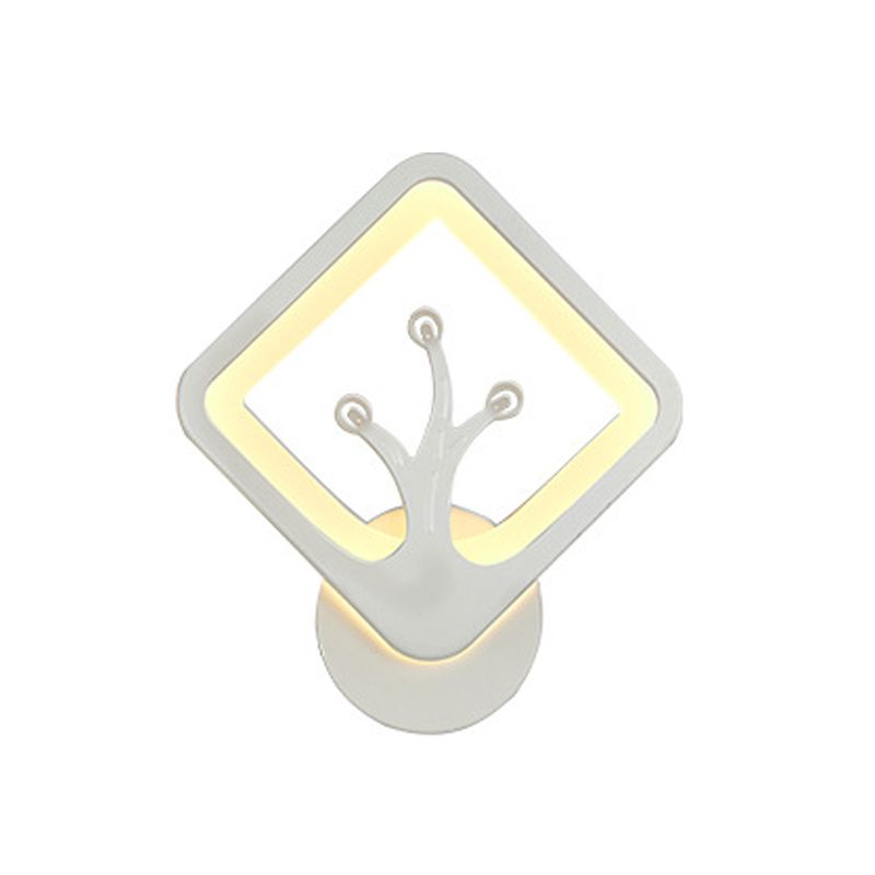 Contemporary Style Geometric Wall Mounted Lamps Metal 1 Light Wall Mounted Lights in White