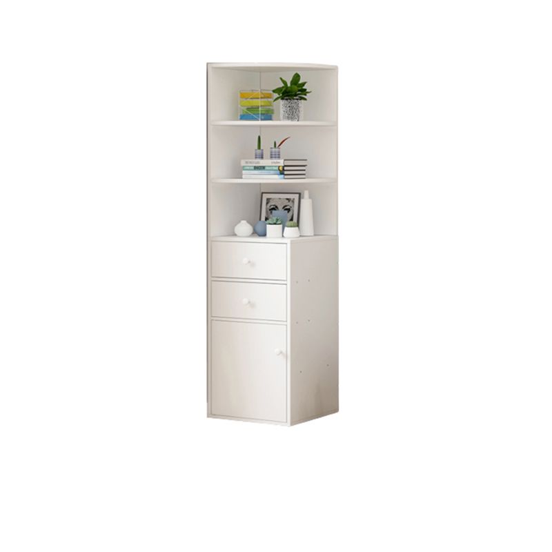 Contemporary White Water Resistant Cabinet with Drawers Corner Cabinet