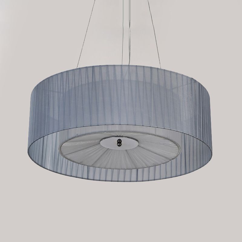 Weiße Trommel Anhänger Beleuchtung nordischer Stoff 3 Lichter Wohnzimmer Kronleuchter, 18 "/21,5" /25.5 "breit