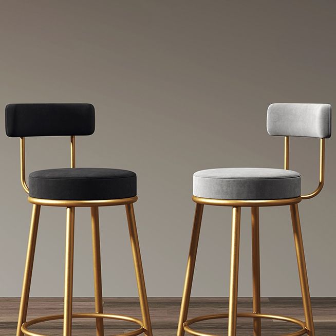 Armless Round Seat Bar Chair Industrial Low Back Upholstered Bar Stool