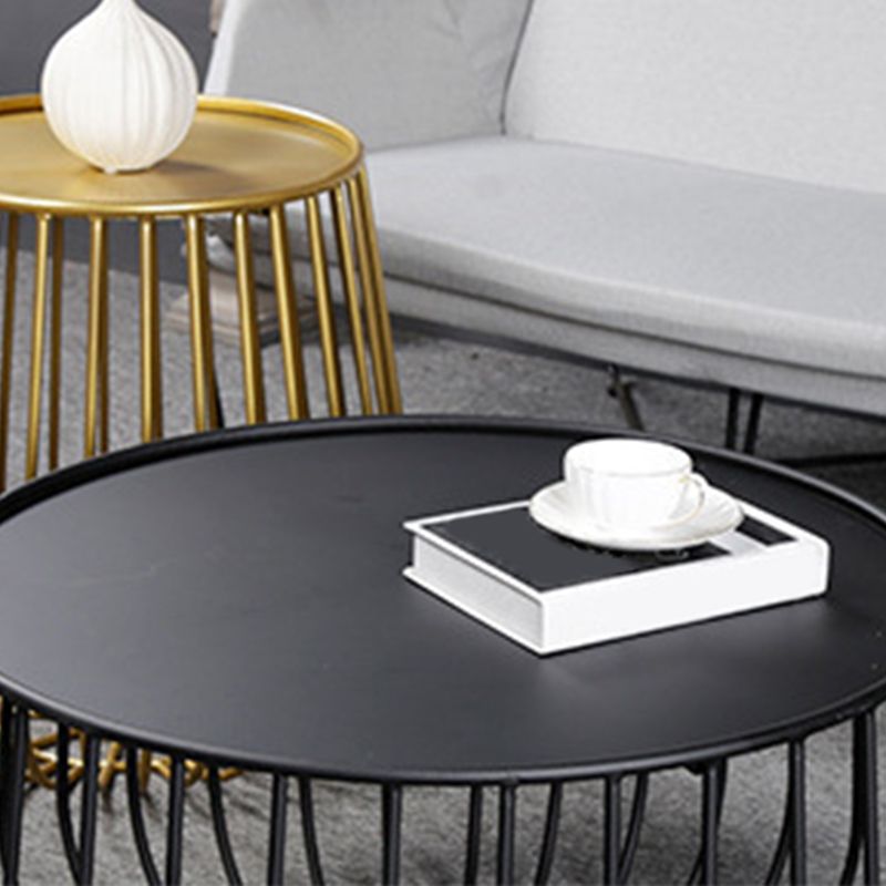 Mid-century Modern Round Iron Coffee Table, Frame Base Coffee Table