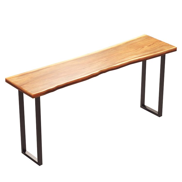 Modern Rectangle Bar Dining Table Wood Sled Bar Height Cocktail Table with Iron Base