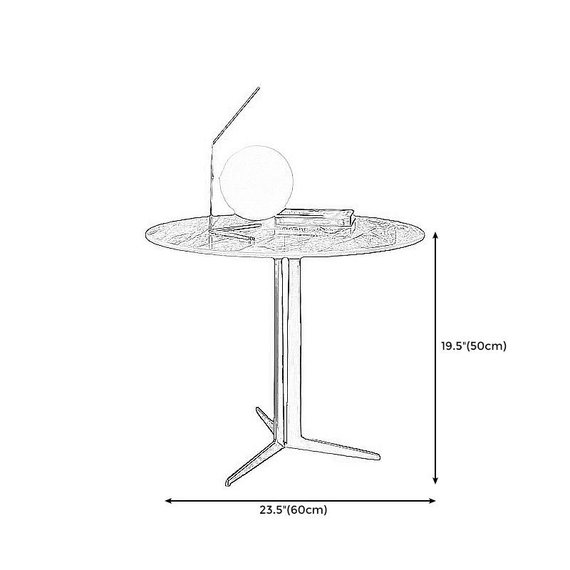 Crossed Base Design Rock Plate Top Iron Gold/black Round Base Side Table