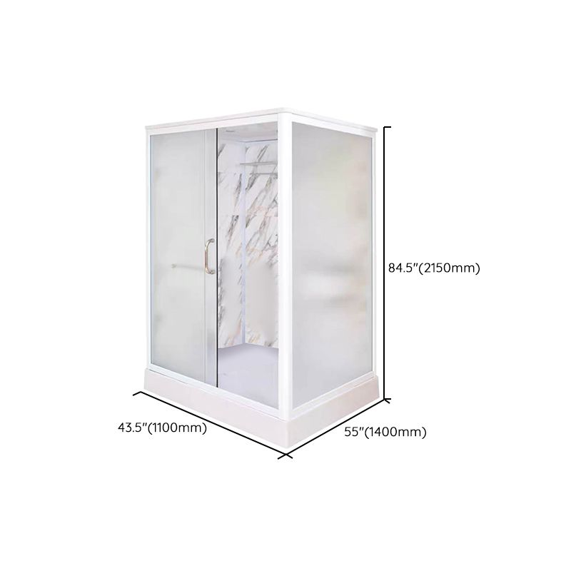 Framed Single Sliding Shower Kit Rectangle Frosted Shower Stall