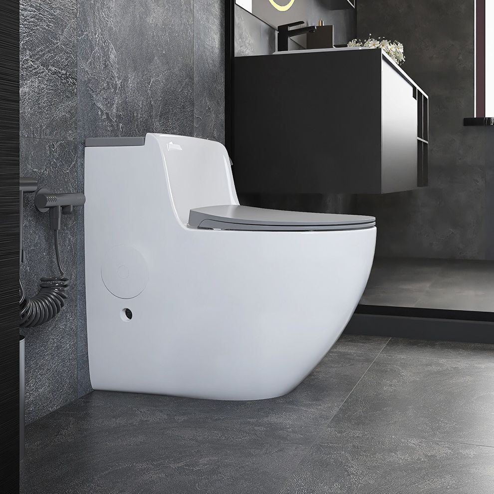 Modern Elongated Toilet Bowl Siphon Jet Flush Toilet with Seat