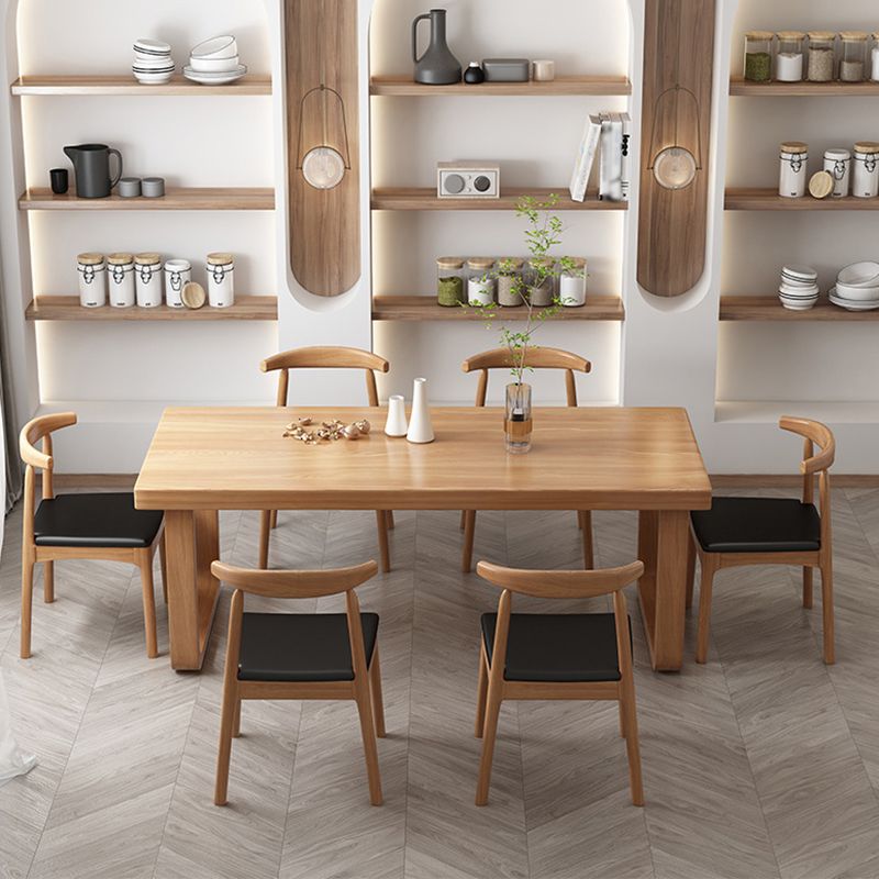 Simplicity Rectangle Dining Table Natural Pine Solid Wood Sled Base Table