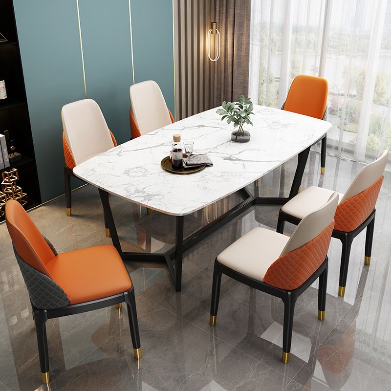 Chaises de style nordique Polyuréthane Parsons Chaise de salle à manger avec des jambes en bois pour la cuisine