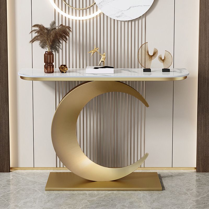 Half Moon Glam Console Accent Table Antique Finish Console Sofa Table
