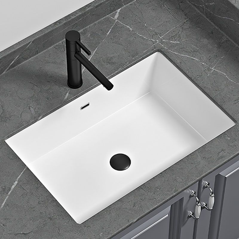 Bathroom Sink Ceramic Pull-out Faucet White Rectangular Washroom Sink