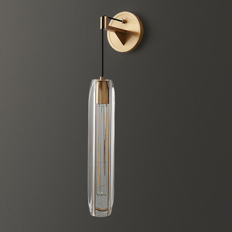 Nordic Style Wall Light Cylinder Shape Wall Lamp with Crystal Shade for Bedroom