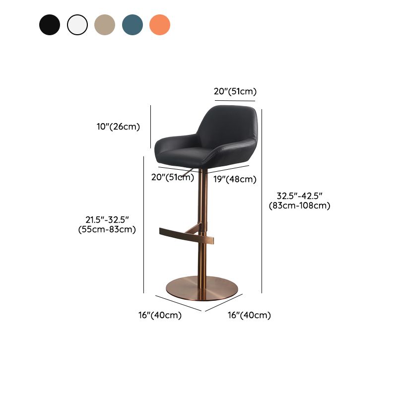 Glam Style Counter Stool Faux Leather Adjustable Height Bar Stool with Swivel