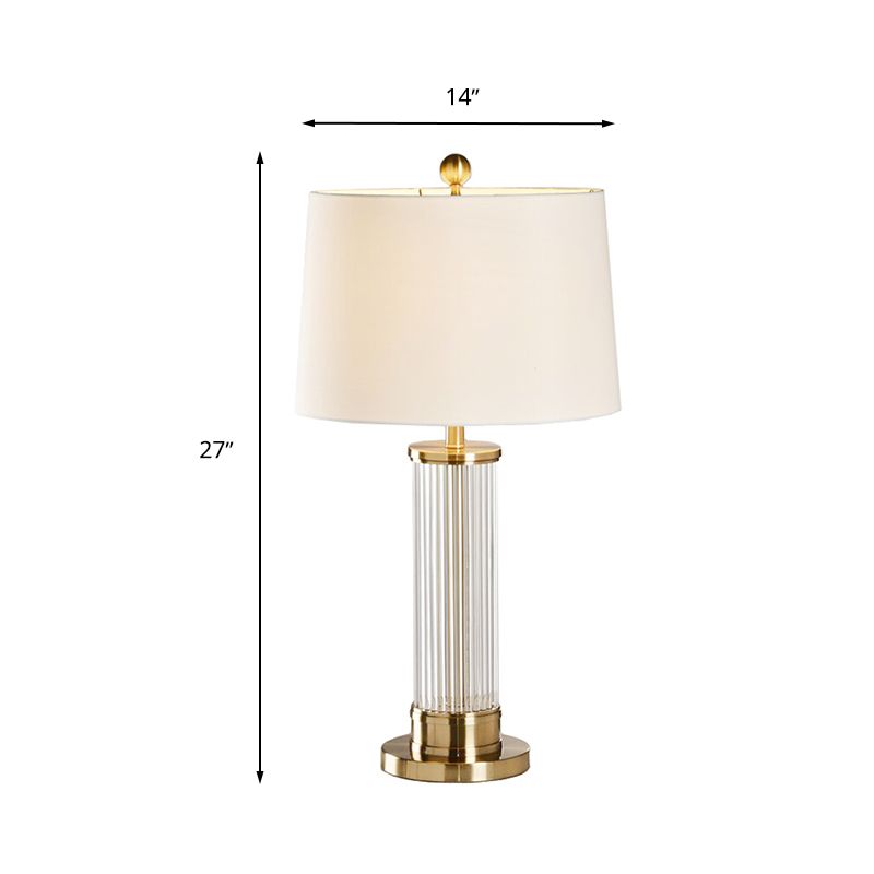 1 Éclairage de tambour de tambour léger lampe de lecture de tissu blanc traditionnel pour chambre à coucher, 14 "/ 15" de large
