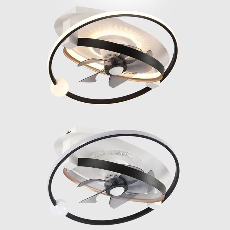 5-Blade Children LED Ceiling Fan Metallic Polish Finish Fan with Light for Room