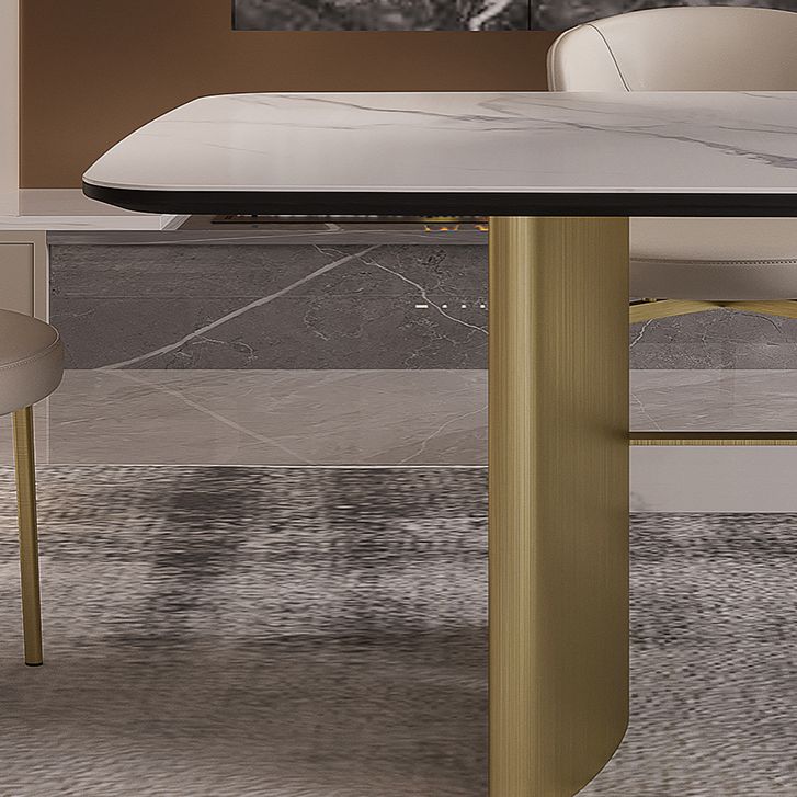 Nordic Glam Style Sintered Stone Rectangle Table Set 1/4/5/7 Pieces Dining Set for Home