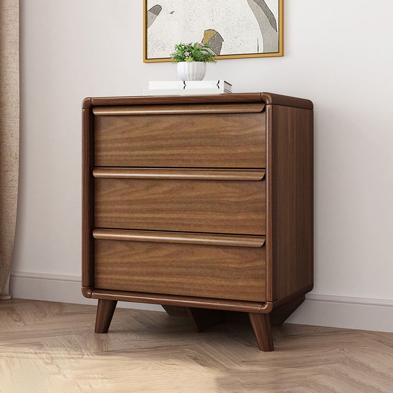 Soft Close Drawers Mid-Century Modern Chest Squared Legs Accent Chest in Brown