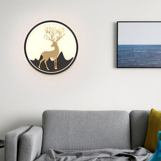 Contemporary Style Round Wall Mounted Lamps Metal 1 Light Sconce Light Fixture