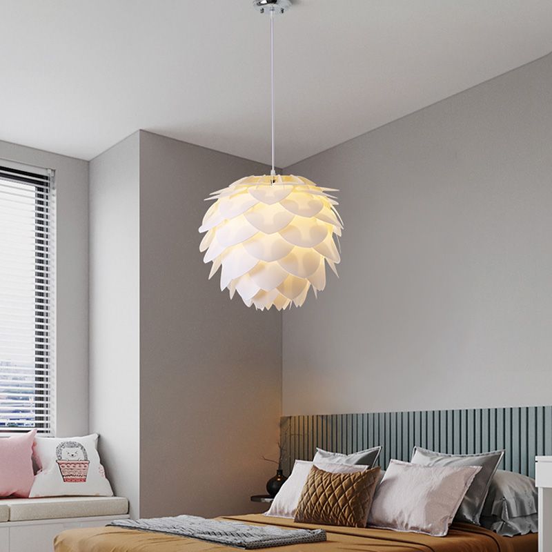 Acrylic Global Pendant Lighting Fixture Modern Style White Hanging Ceiling Light