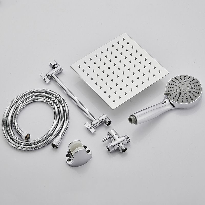 Silver Square Fixed Shower Head Modern Style Wall-Mount Showerhead